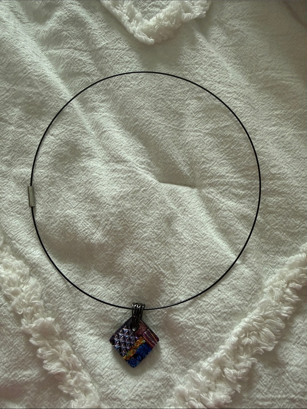 Multicolor Square Glass Pendant Necklace - Women Jewelry